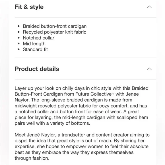 NWT | Future Collective x Jeneé Naylor | Braided Button-Front Collared Cardigan - Picture 4 of 15